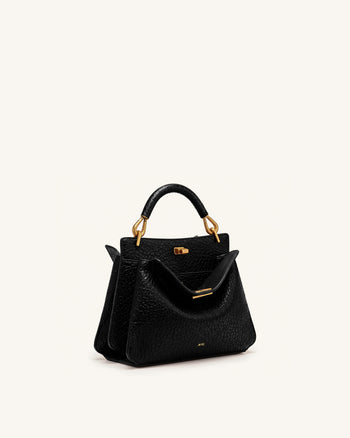Lucia Henkeltasche in Elefanten-Optik - Schwarz