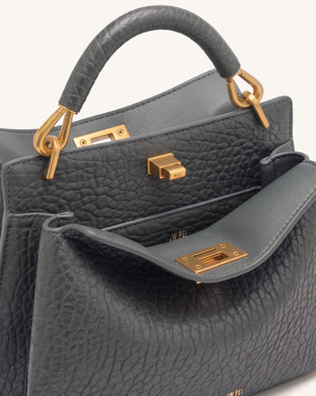 Lucia Henkeltasche in Elefanten-Optik - Schiefergrau