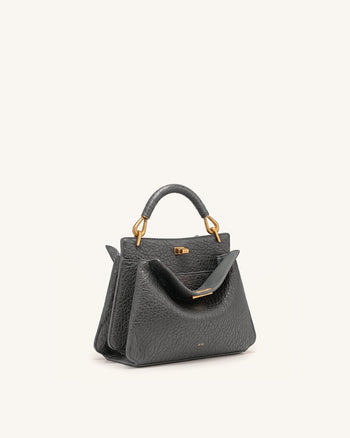 Lucia Henkeltasche in Elefanten-Optik - Schiefergrau