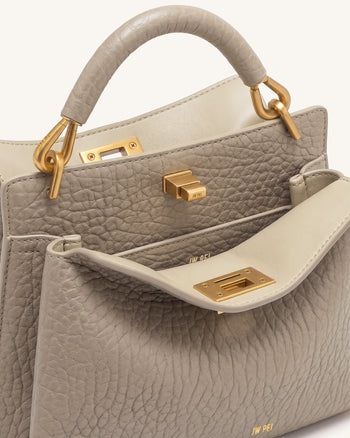 Lucia Henkeltasche in Elefanten-Optik - Steingrau
