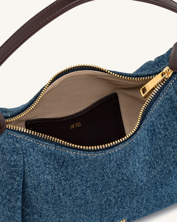 Velora Denim-Schultertasche - Blaues Denim