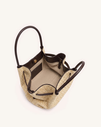 Hana Mittlere Kunststroh Shopper Tasche - Braun