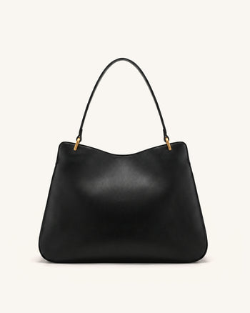 Lucia Schultertasche mit Drehverschluss - Schwarz