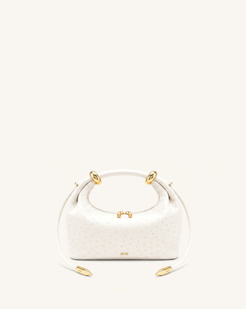 Ellie Handtasche mit Metallring-Detail – Cremeweiß