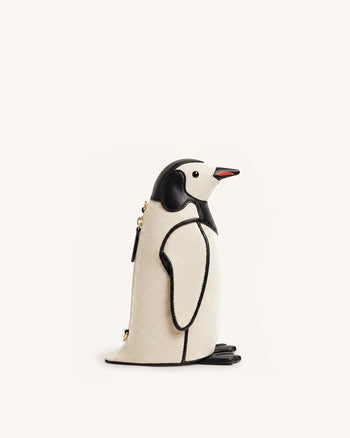 Pia Pinguin-Crossbody-Tasche - Schwarzer Canvas
