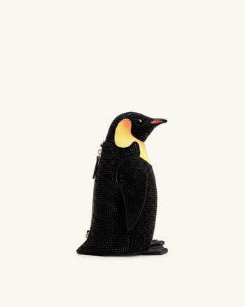 Pia Pinguin-Crossbody-Tasche mit künstlichen Kristallen - Schwarz