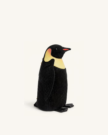 Pia Pinguin-Crossbody-Tasche mit künstlichen Kristallen - Schwarz