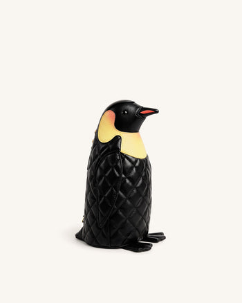 Pia Gesteppte Pinguin-Crossbody-Tasche - Schwarz