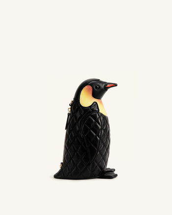 Pia Gesteppte Pinguin-Crossbody-Tasche - Schwarz