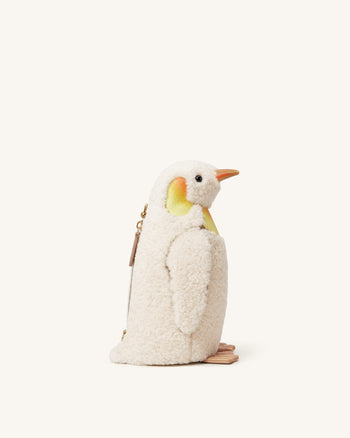 Pia Pinguin-Crossbody-Tasche aus Kunstfell - Off-White