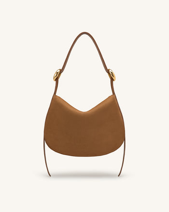 Avery Drapierte Hobo-Tasche aus Wildlederimitat - Camel