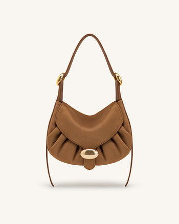 Avery Drapierte Hobo-Tasche aus Wildlederimitat - Camel