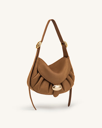 Avery Drapierte Hobo-Tasche aus Wildlederimitat - Camel