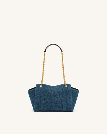 Lucia Envelope-Schultertasche mit Kette - Blue Denim