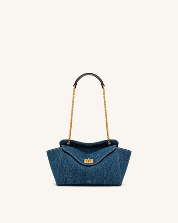 Lucia Envelope-Schultertasche mit Kette - Blue Denim
