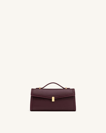 Delphine Saffiano-Henkeltasche - Tiefes Burgunderrot