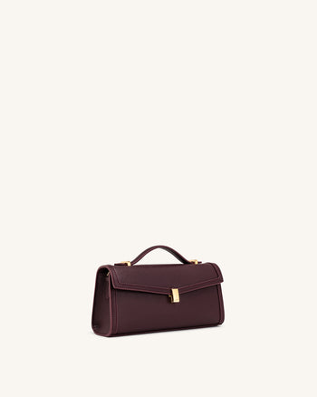 Delphine Saffiano-Henkeltasche - Tiefes Burgunderrot