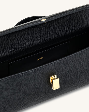 Delphine Saffiano-Henkeltasche - Schwarz