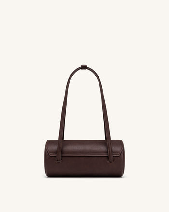 Solenne Barrel-Schultertasche - Dunkelbraun