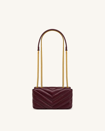 Riley Gesteppte Dackel-Schultertasche mit Überschlag - Deep Burgundy