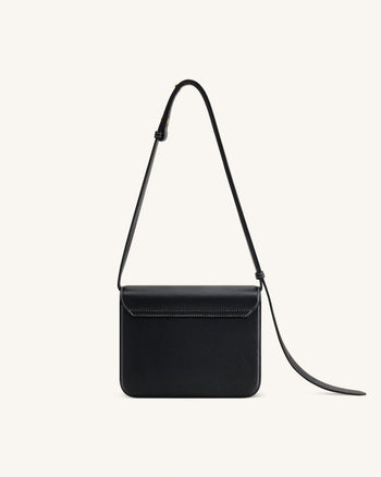 Evania Lock Gekörnte Schultertasche - Schwarz