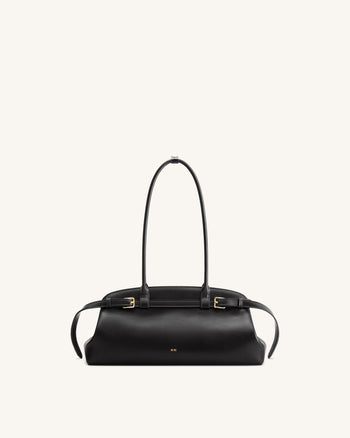Arden East-West Schultertasche mit Gürteldetail - Schwarz