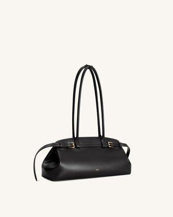 Arden East-West Schultertasche mit Gürteldetail - Schwarz