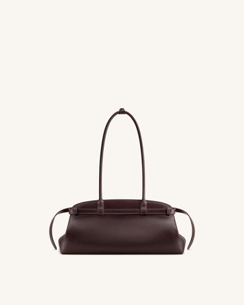 Arden East-West Schultertasche mit Gürteldetail - Dunkelbraun