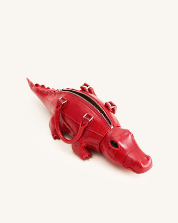 Jayden Handtasche in Krokodilform - Rot