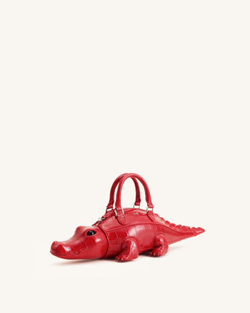 Jayden Handtasche in Krokodilform - Rot