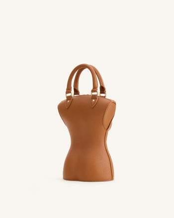 Tara Tasche mit skulpturalem Griff - Braun