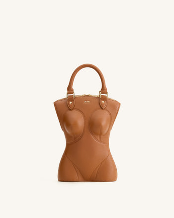 Tara Tasche mit skulpturalem Griff - Braun