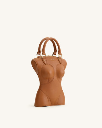 Tara Tasche mit skulpturalem Griff - Braun
