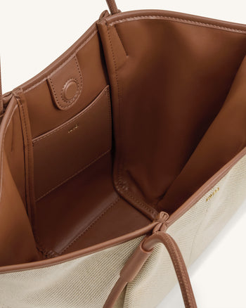 Nala Breite Tote Bag - Brauner Canvas