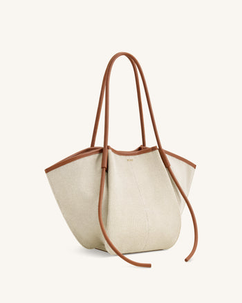 Nala Breite Tote Bag - Brauner Canvas