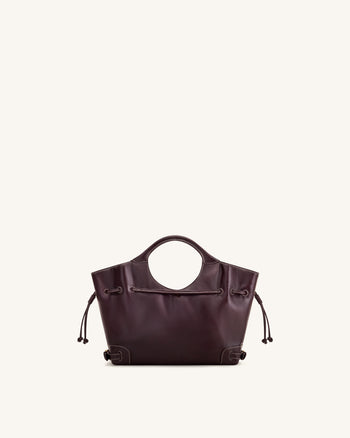 Virelle Tote-Bag aus gewachstem veganem Leder mit Kordelzug – Burgund