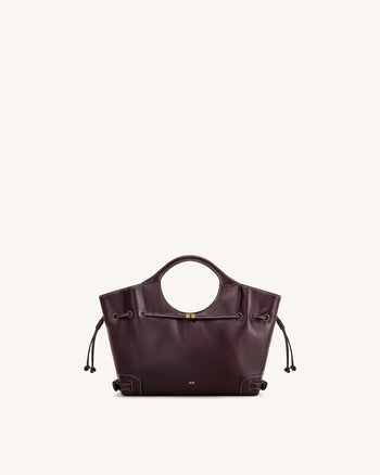 Virelle Tote-Bag aus gewachstem veganem Leder mit Kordelzug – Burgund