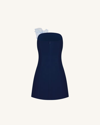 Geblümtes Minikleid - Marineblau