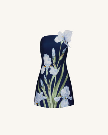 Geblümtes Minikleid - Marineblau