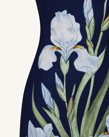 Geblümtes Minikleid - Marineblau
