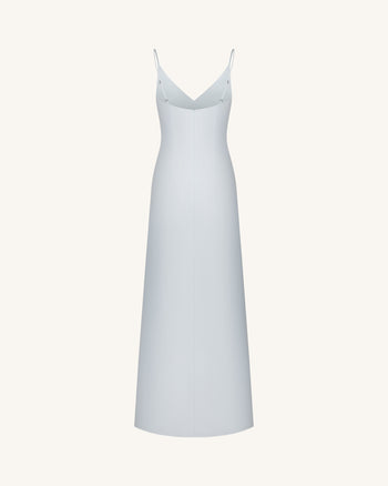 Satin-Slip-Kleid mit Iris-Motiv - Hellblau