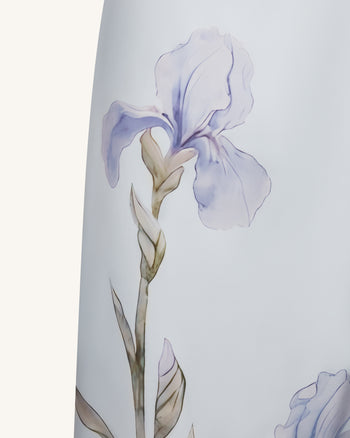 Satin-Slip-Kleid mit Iris-Motiv - Hellblau