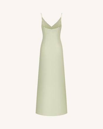 Satin-Slip-Kleid mit Iris-Motiv - Hellgrün/Lila