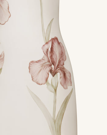Halterkleid mit Juwelenbesatz und Iris-Motiv - Elfenbein/Rosa