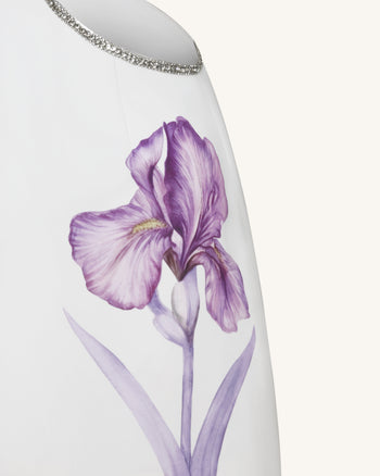 Floral Minikleid mit Perlenbesatz - Weiß