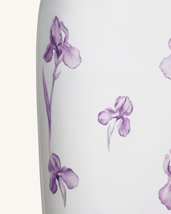 Bleistiftrock in Midilänge mit Iris-Print und hoher Taille - Weiß/Lila
