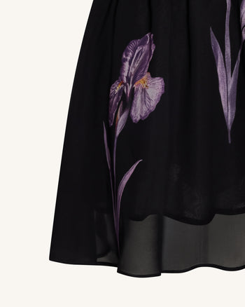 One-Schulter-Mesh-Kleid mit Blumenmuster - Schwarz