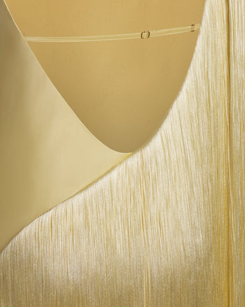 Fransen-One-Schulter-Maxikleid - Champagner