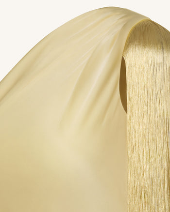 One-Schulter-Fransen-Midikleid - Champagner