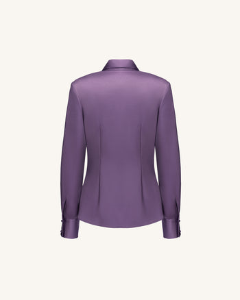 Satin-Wickelbluse mit V-Ausschnitt und langen Ärmeln – Altrosa